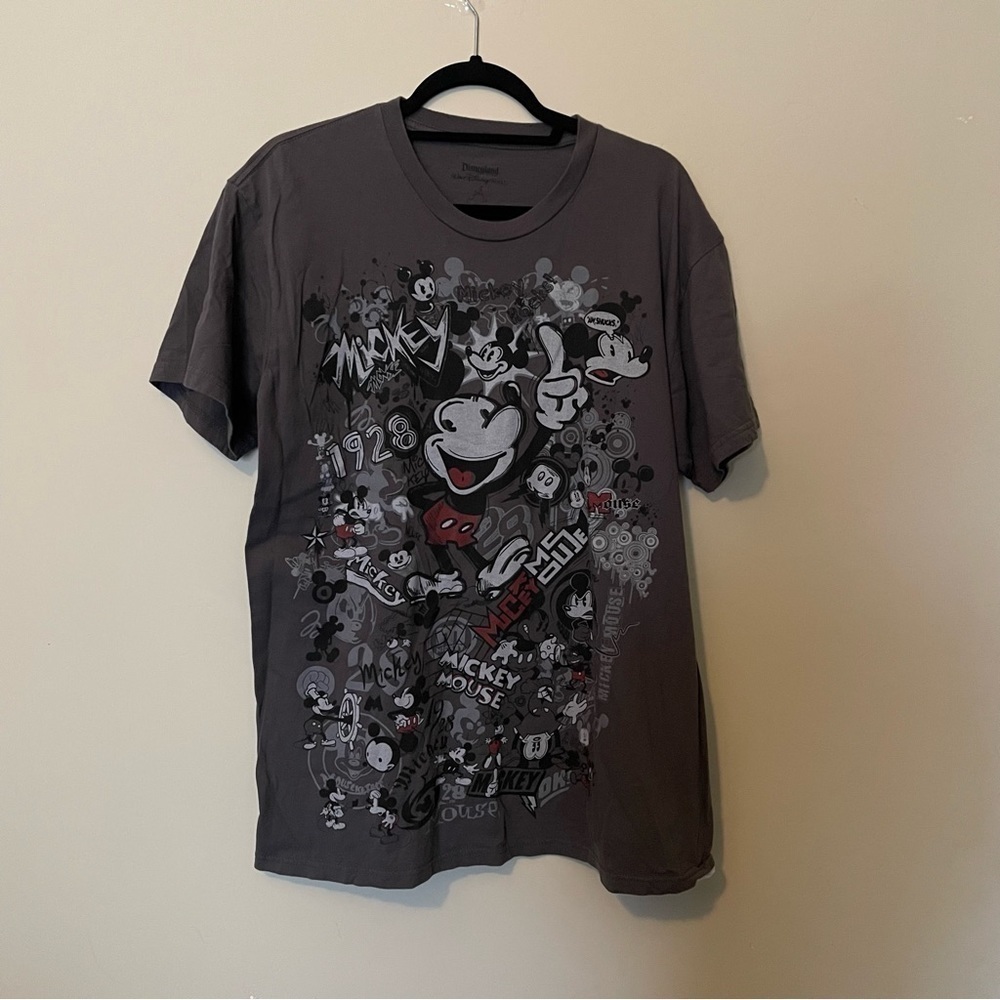 Disneyland Walt Disney World Dark Gray Mickey Mouse Graffiti T-shirt